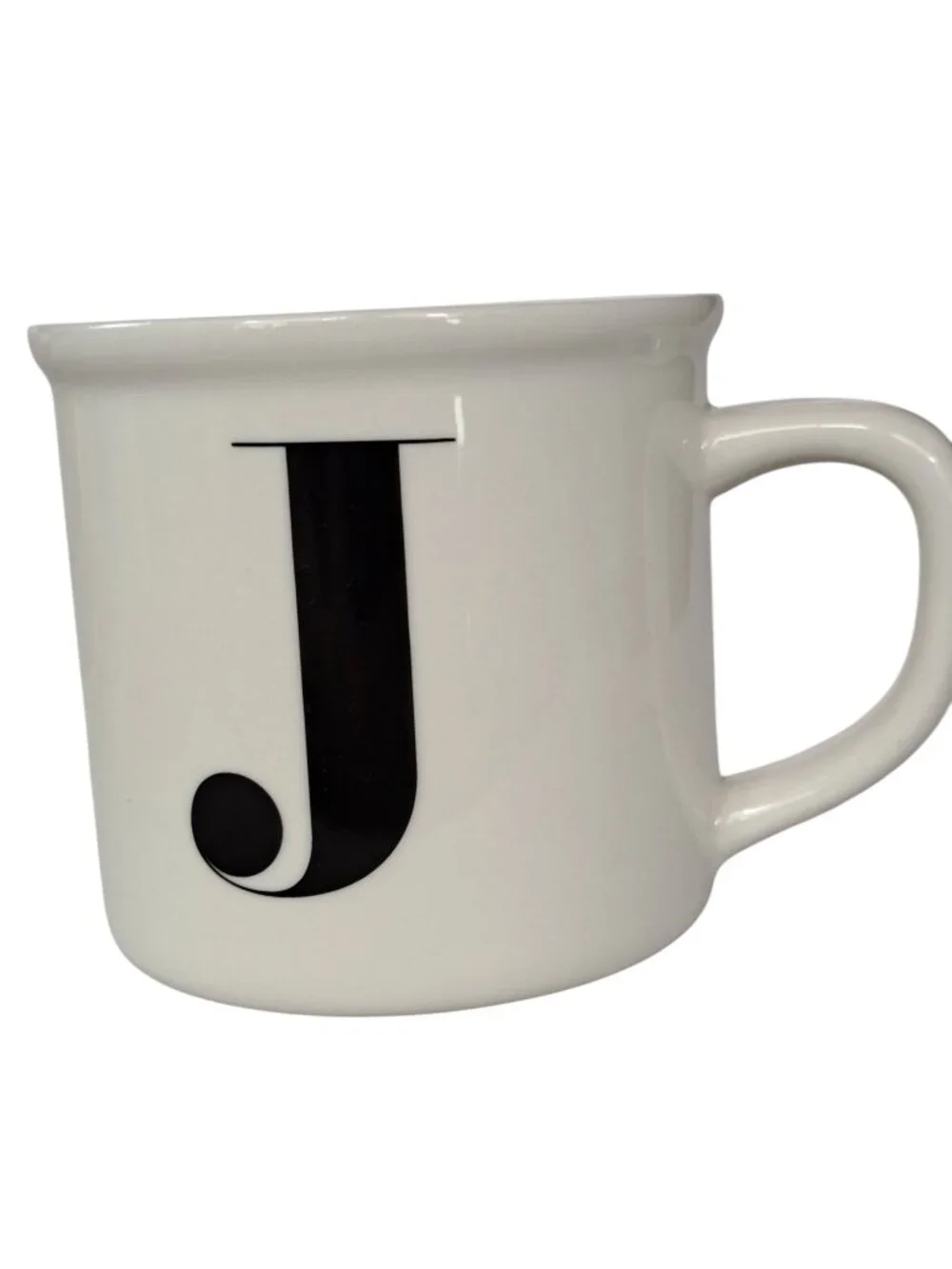 Vintage Pottery Barn Monogram “J” Letter Alphabet White Coffee Tea Mug